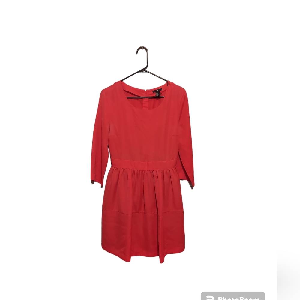 H&M Dress 12 Peach Pink Fit and Flare A-Line Career Office Barbiecore Brunch
